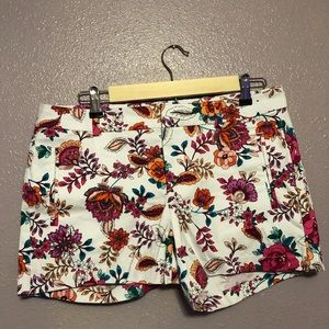 a.n.a. White Floral Twill Shorts